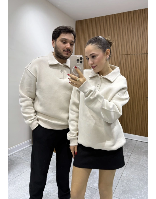 Polo Yaka Sweat Bej