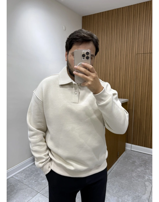 Polo Yaka Sweat Bej