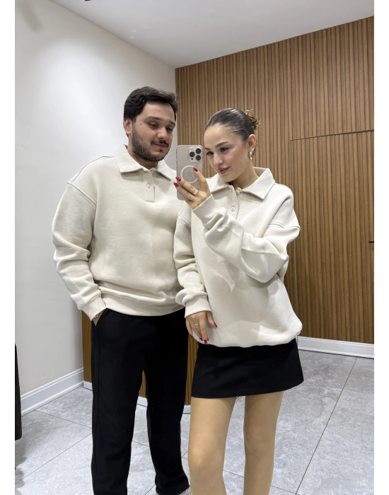 Polo Yaka Sweat Bej