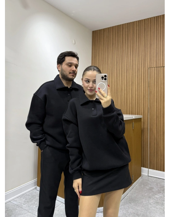 Polo Yaka Sweat Siyah