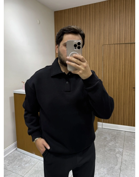 Polo Yaka Sweat Siyah