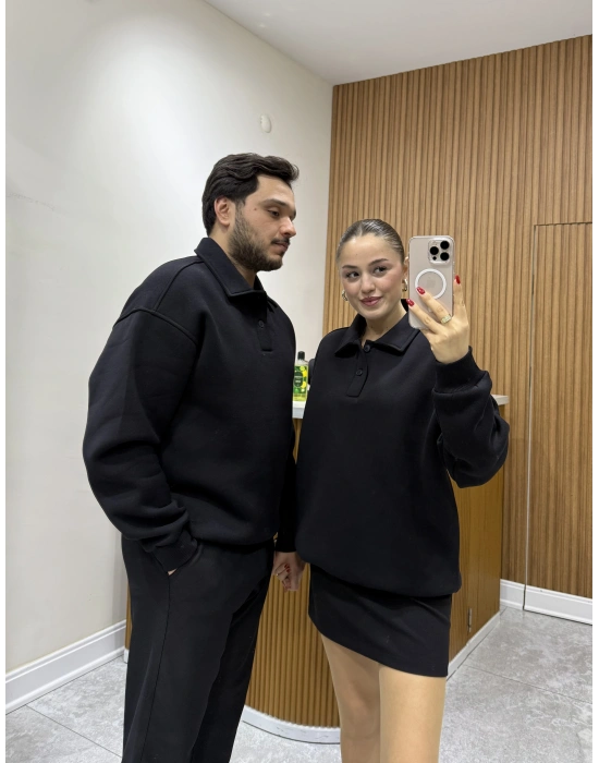 Polo Yaka Sweat Siyah