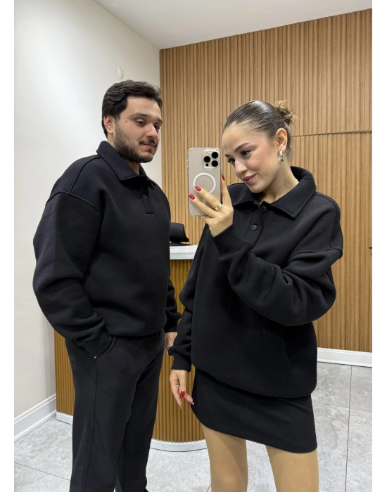 Polo Yaka Sweat Siyah