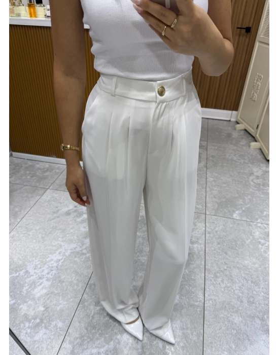 Premium Palazzo Beyaz Pantolon