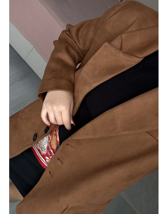 Süet Blazer Ceket Taba