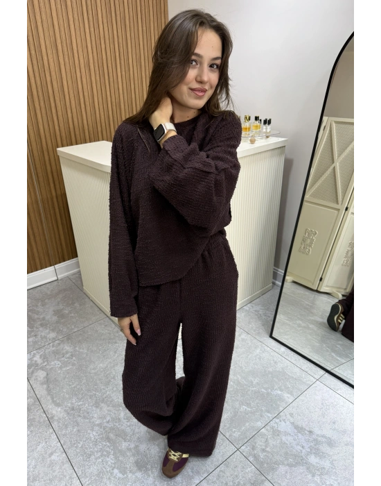 Sweat Pantolon Kahve Takım