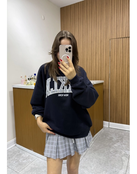 Sweatshirt Konstrat Bel Detaylı Şort Etek Takım