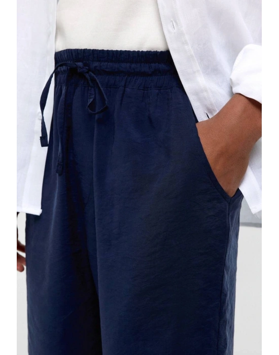 Tensel Dökümlü Lacivert Pantolon