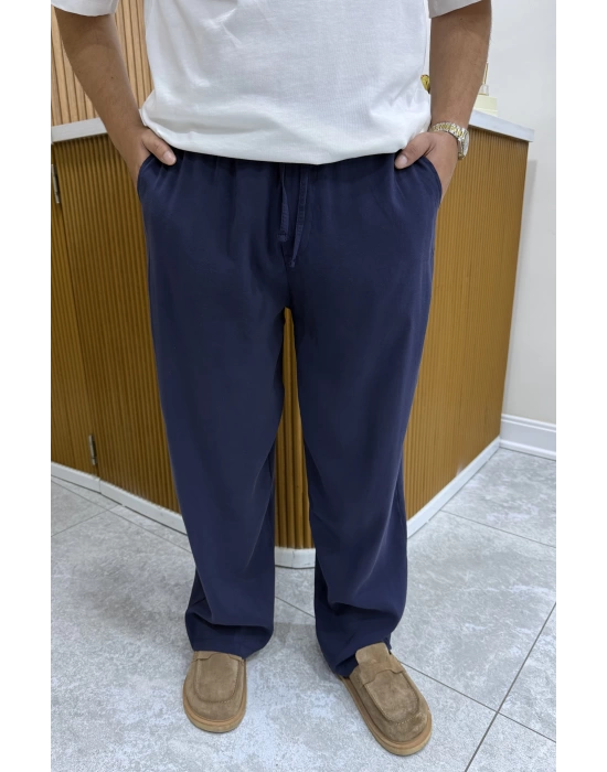 Tensel Dökümlü Lacivert Pantolon