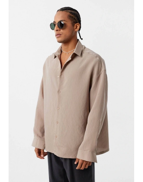 Tensel Sütlü Kahve Gömlek