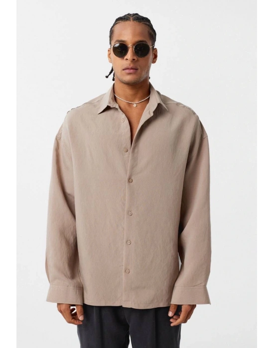 Tensel Sütlü Kahve Gömlek