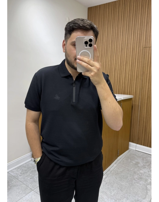 Yarım Fermuar Marka Model T-shirt Siyah