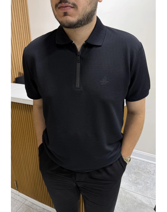 Yarım Fermuar Marka Model T-shirt Siyah