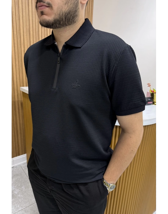 Yarım Fermuar Marka Model T-shirt Siyah