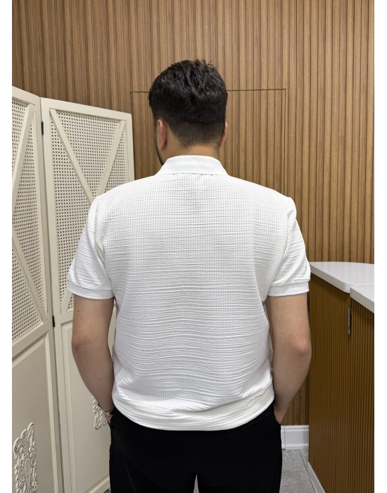 Yarım Fermuarlı Marka Model T-shirt Beyaz