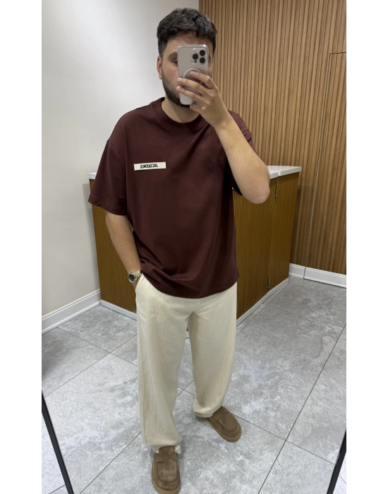 Yıkanmış Keten Baggy Naturel Pantolon