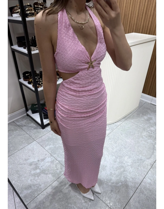 Yıldız Aksesuarlı Elbise Pembe