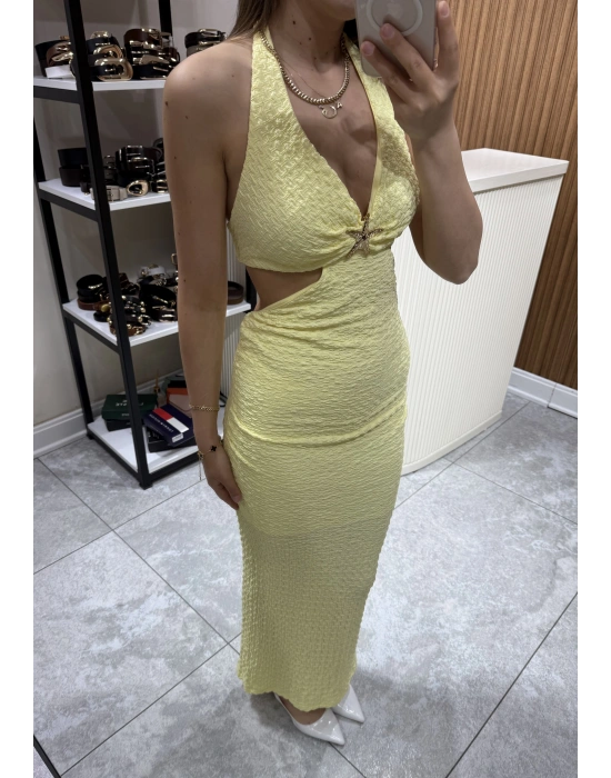 Yıldız Aksesuarlı Elbise Sarı