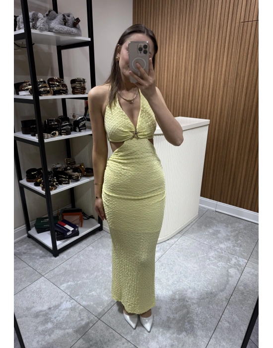 Yıldız Aksesuarlı Elbise Sarı