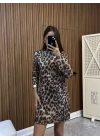 Payetli Leopar Elbise