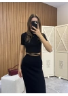 Crop Etek Takım Siyah