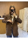 Süet Blazer Ceket Acı Kahve