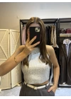 Mumlu Crop Gümüş