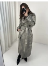 Premium Yıkamalı Deri Trench Kaban