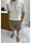 Yıkanmış Keten Kahve Şort