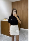 Beyaz Ham Keten Şort Etek