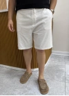Yıkanmış Keten Beyaz Şort