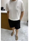 Yıkanmış Keten Siyah Şort
