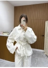 Bel Kuşaklı Denim Ceket Bej