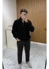 Yarım Fermuarlı Triko Siyah