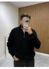 Yarım Fermuarlı Triko Siyah