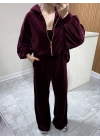Kadife Üçlü Takım Bordo
