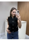 Gold Düğmeli Yelek Siyah