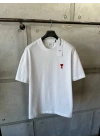 Marka Model Kalp Nakışlı Tshirt Beyaz