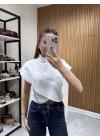 Dik Yaka Gömlek Bluz Beyaz