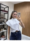 Dik Yaka Gömlek Bluz Beyaz