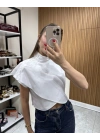 Dik Yaka Gömlek Bluz Beyaz