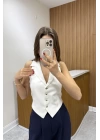 Arkası İpli Beyaz Yelek