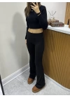 Beli Fitilli İspanyol Paça Tayt Siyah