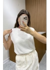 Bisiklet Yaka Beyaz Merserize