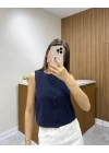 Bisiklet Yaka Lacivert Yelek