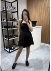 Boyundan Askılı Mini Elbise Siyah