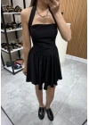 Boyundan Askılı Mini Elbise Siyah