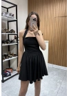 Boyundan Askılı Mini Elbise Siyah