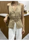 Boyundan Askılı Yelek Camel
