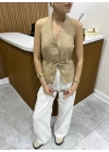 Boyundan Askılı Yelek Camel